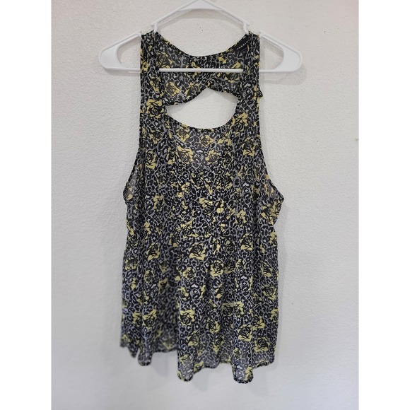 Torrid Sleeveless Tank Top Floral Print Yellow Black Plus Size Top size 2 #20 - Picture 1 of 5